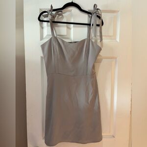 Sunday Best Soft Gray Tie-Strap Mini Dress